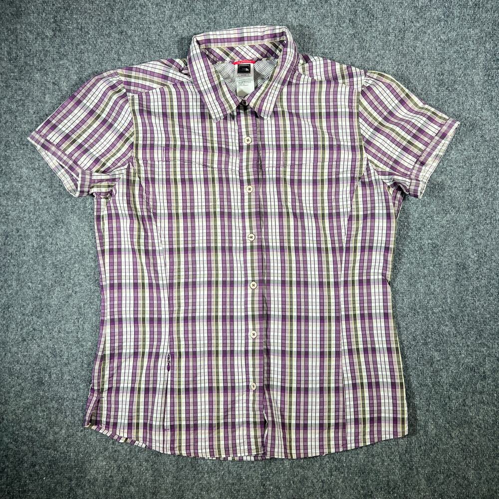 North Face Women's XL Purple Plaid Hiking Button Up Shirt
